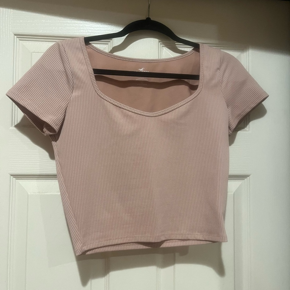hollister pink ribbed seamless fabric top